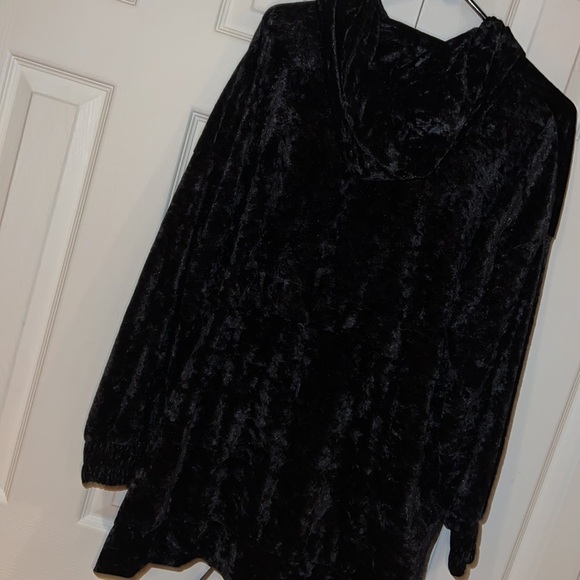 Zara black crushed  Velvet hooded sweatshirt Sz M - Picture 12 of 13